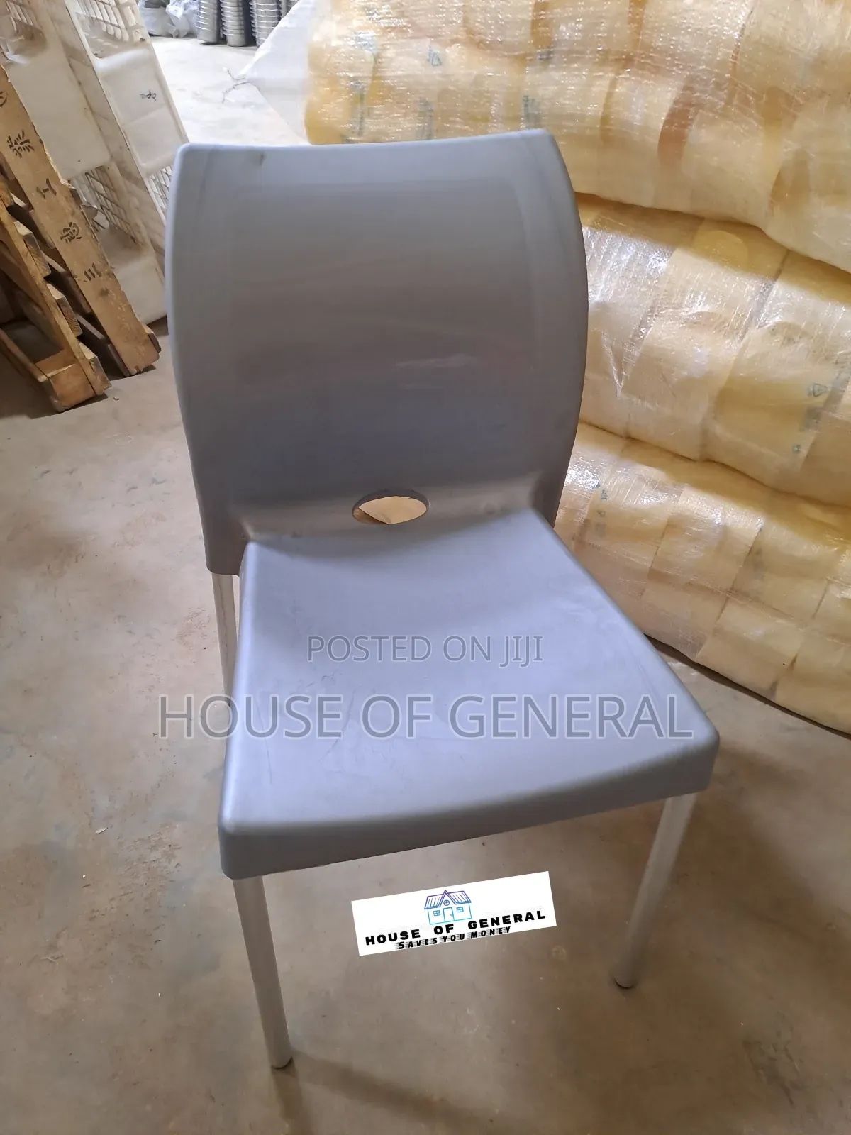 Gray Strong Armless Plastic Chair