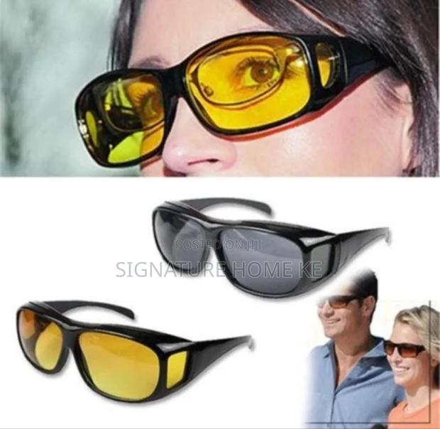 2pcs Dark Coloured Anti Glare Night Vision Driver Goggles - thumbnail 5