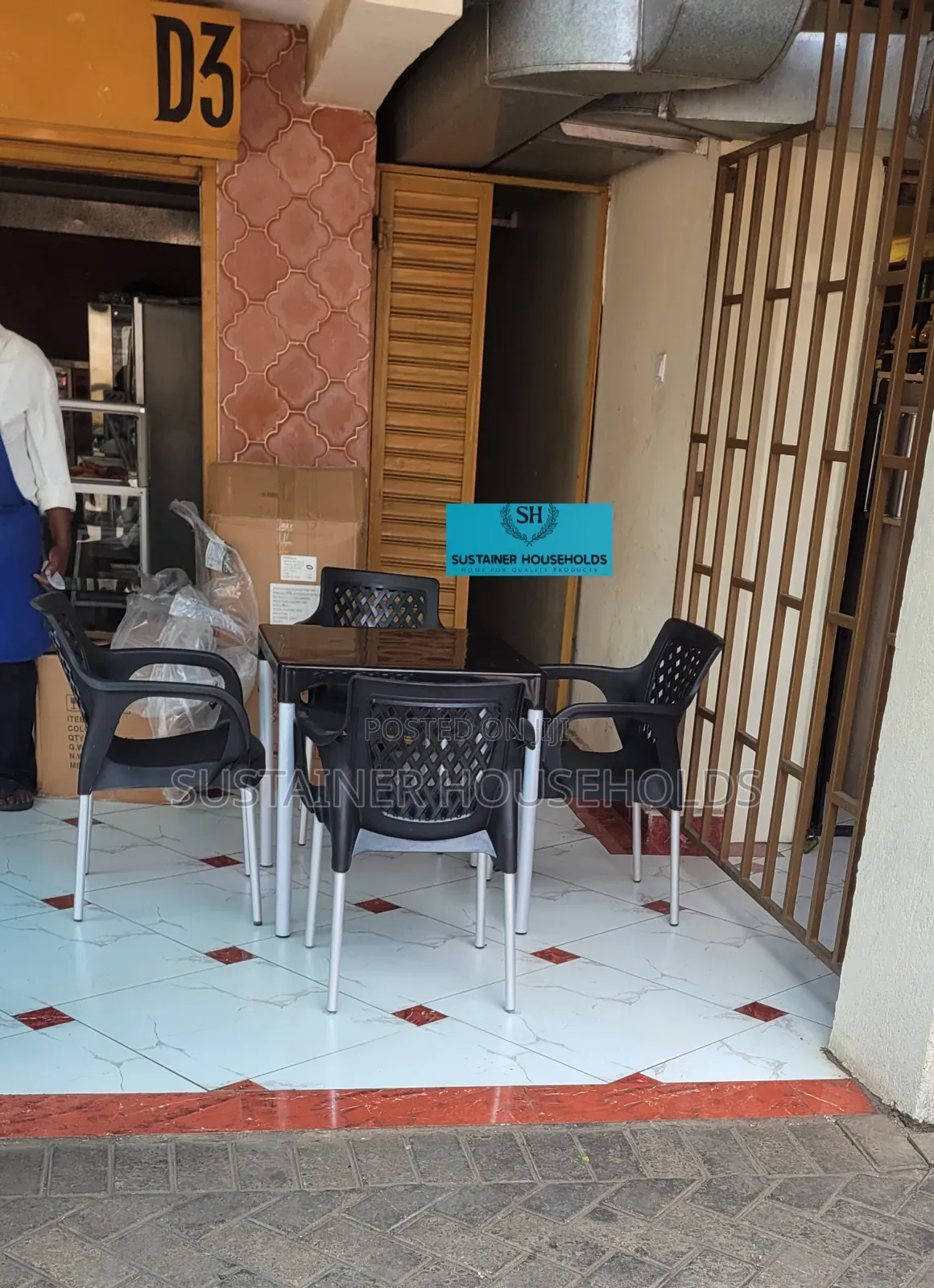 Black Hotels Plastic Chair and Plastic Table Set Available
