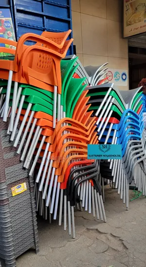 Assorted Armless and Armed Plastic Chairs of Metal Legs