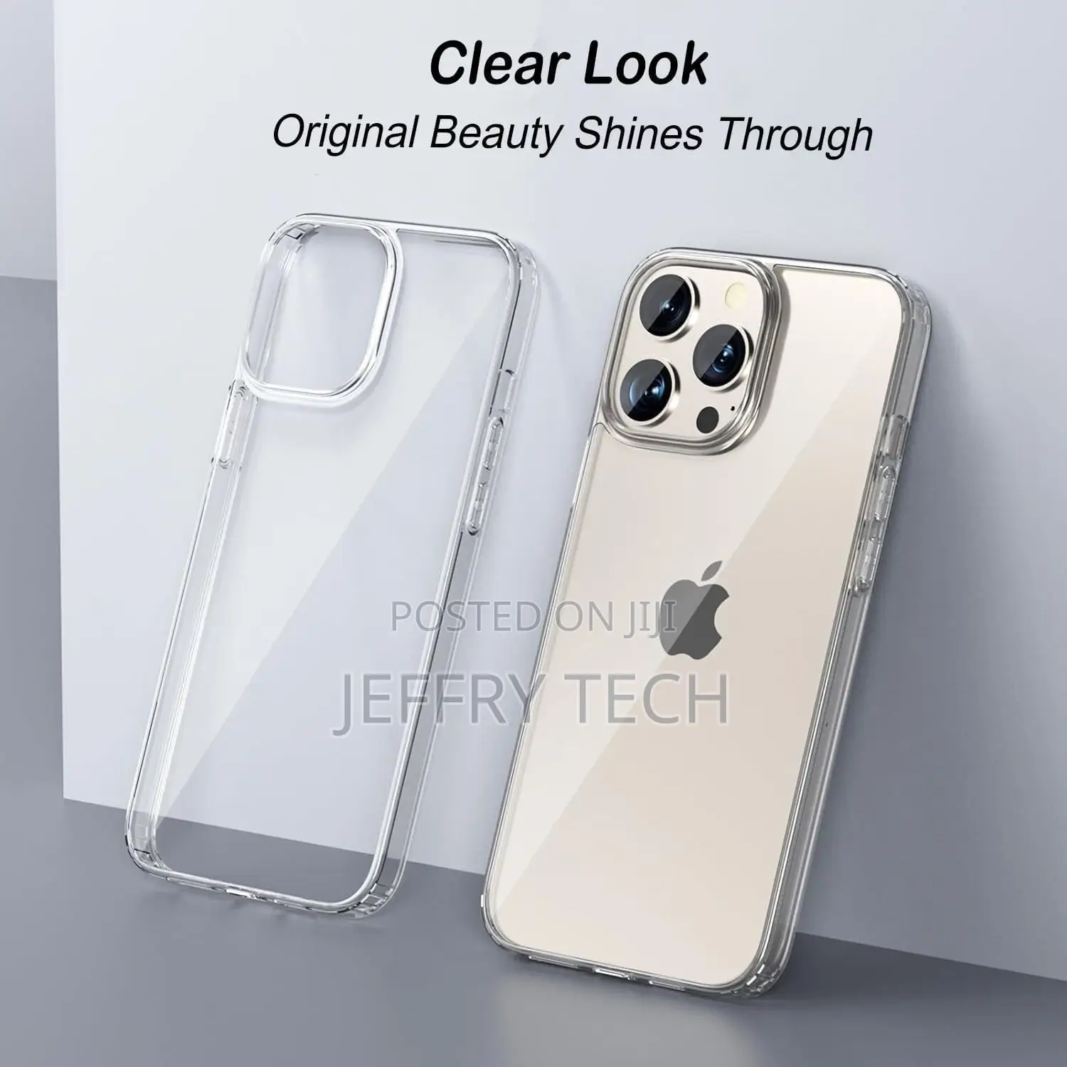 iPhone 15 Pro Max, Clear Case Thin Transparent Silicone Gel