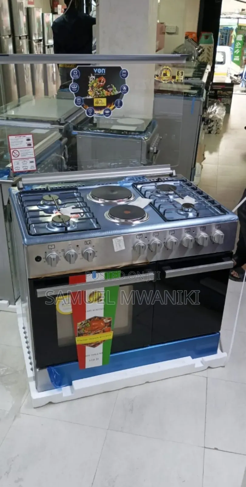 Von 4g+2e 90 X 60cm Standing Cooker Has Cylinder Compartment