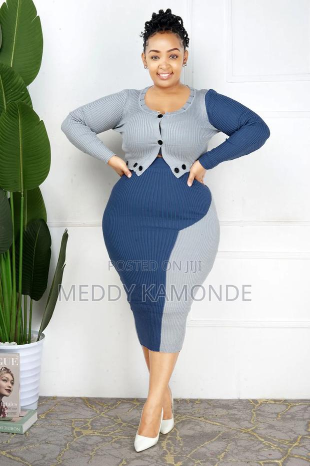 Blue Grey Sweater Skirt - main view