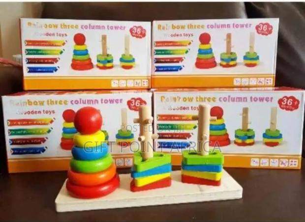 Three Column Rainbow Tower With Shapes - main view