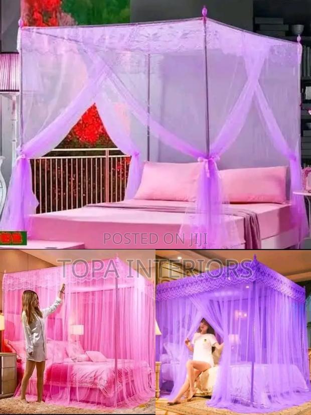Pink and Purple Fine Mesh Metallic Four Stand Mosquito Nets