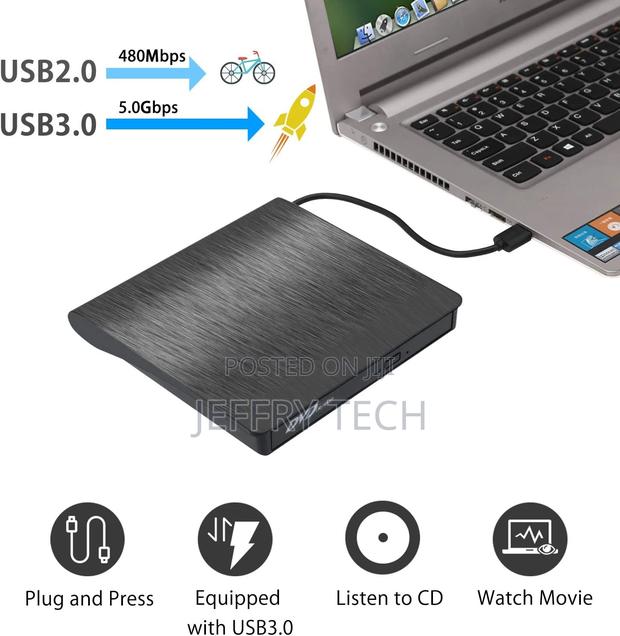 External CD/DVD Drive for Laptop, USB 3.0 Portable DVD CD+/- - thumbnail 3