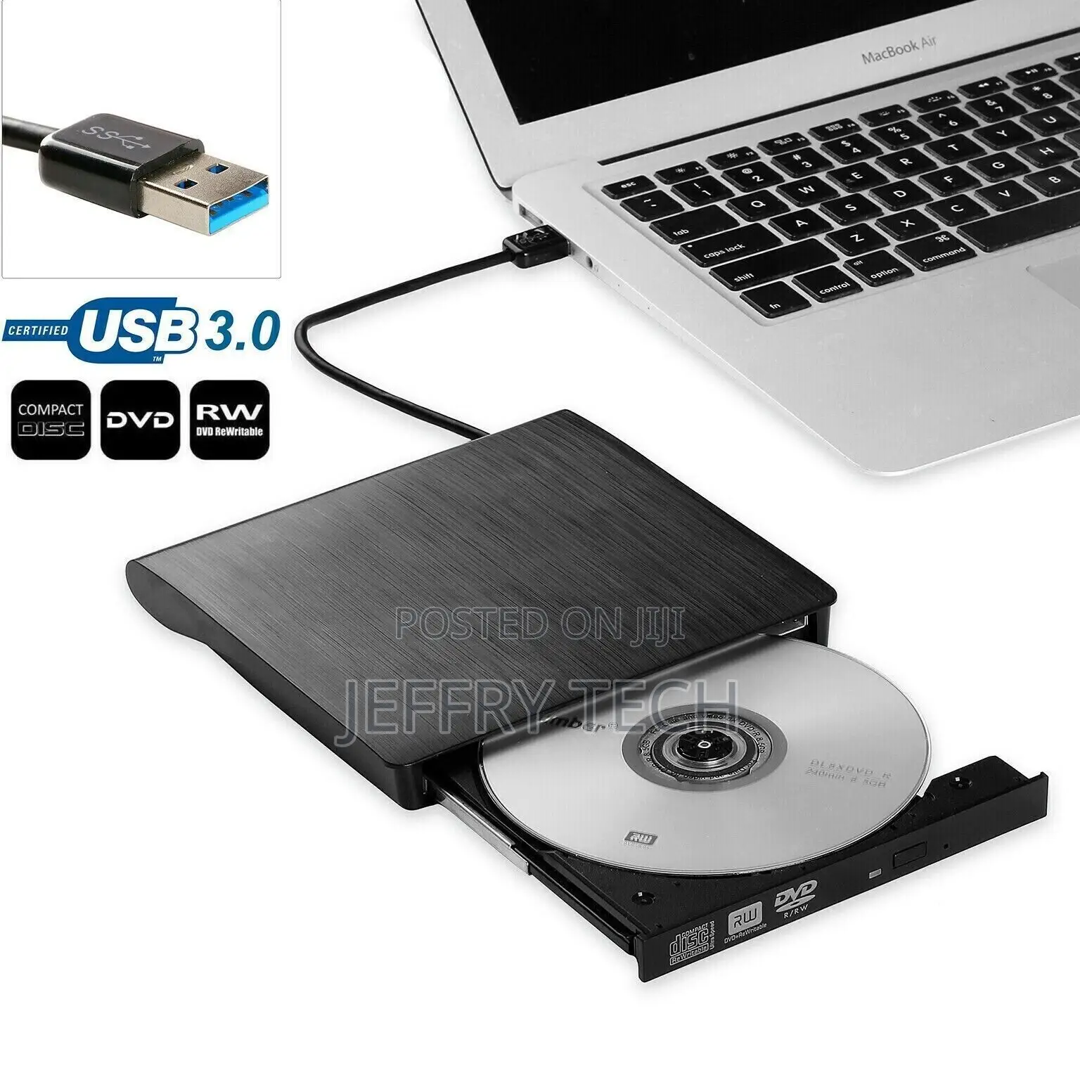 Slim External CD DVD RW Drive USB 3.0 Writer Burner Player B