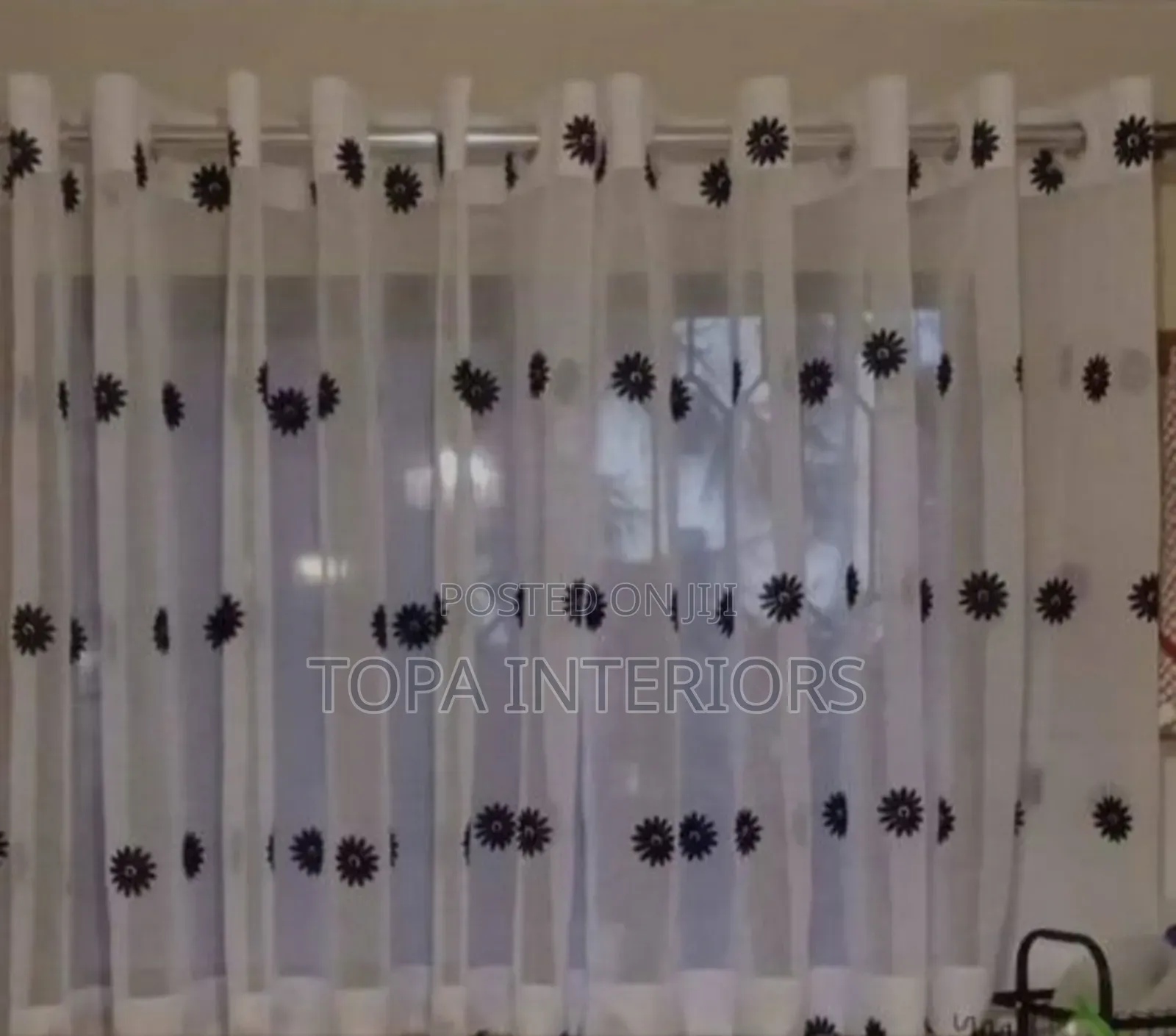 Black Flowered Window Sheers Black Flowered Window Sheers