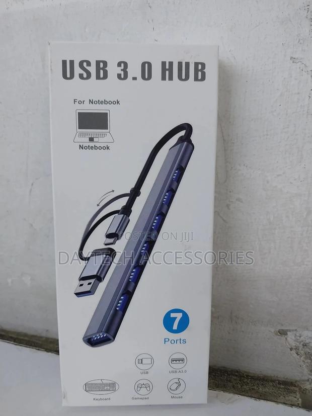Superspeed 7-Port Usb-C/Usb 3.0 Hub, Gray