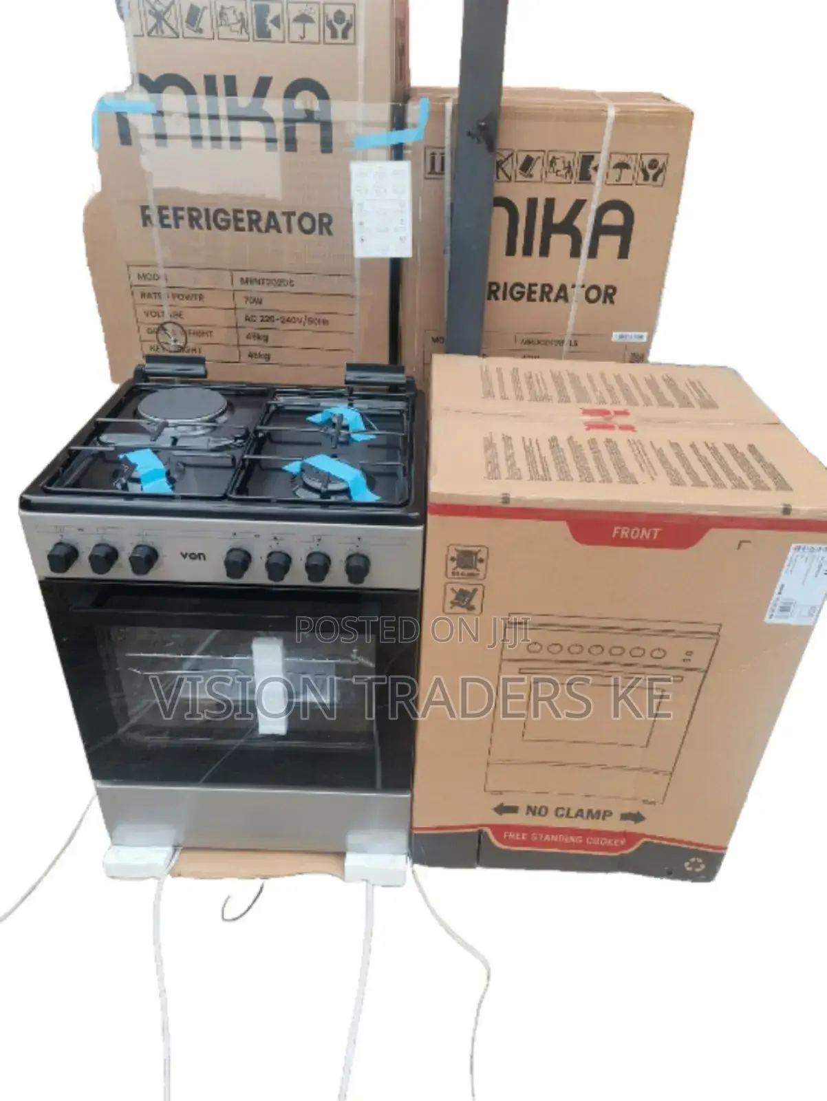 VON 60*60cm 3+1 Standing Cooker Electric Oven Top Black.