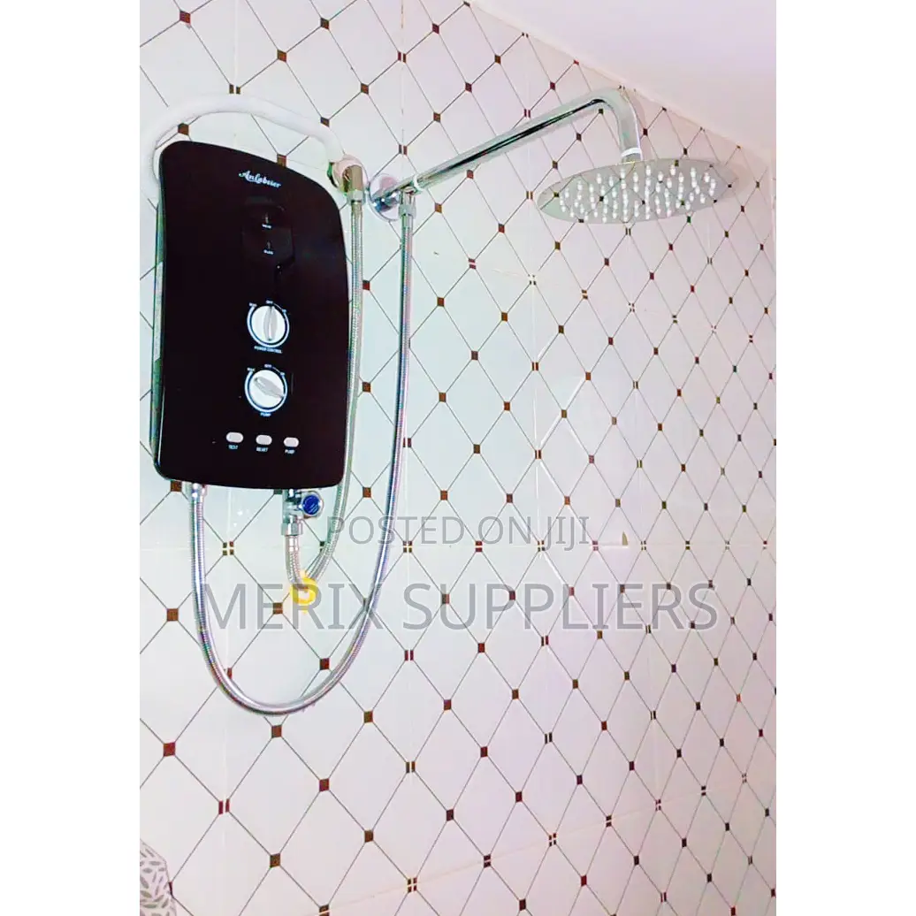 Black Instant Water Heater With Pump + Overhead Shower