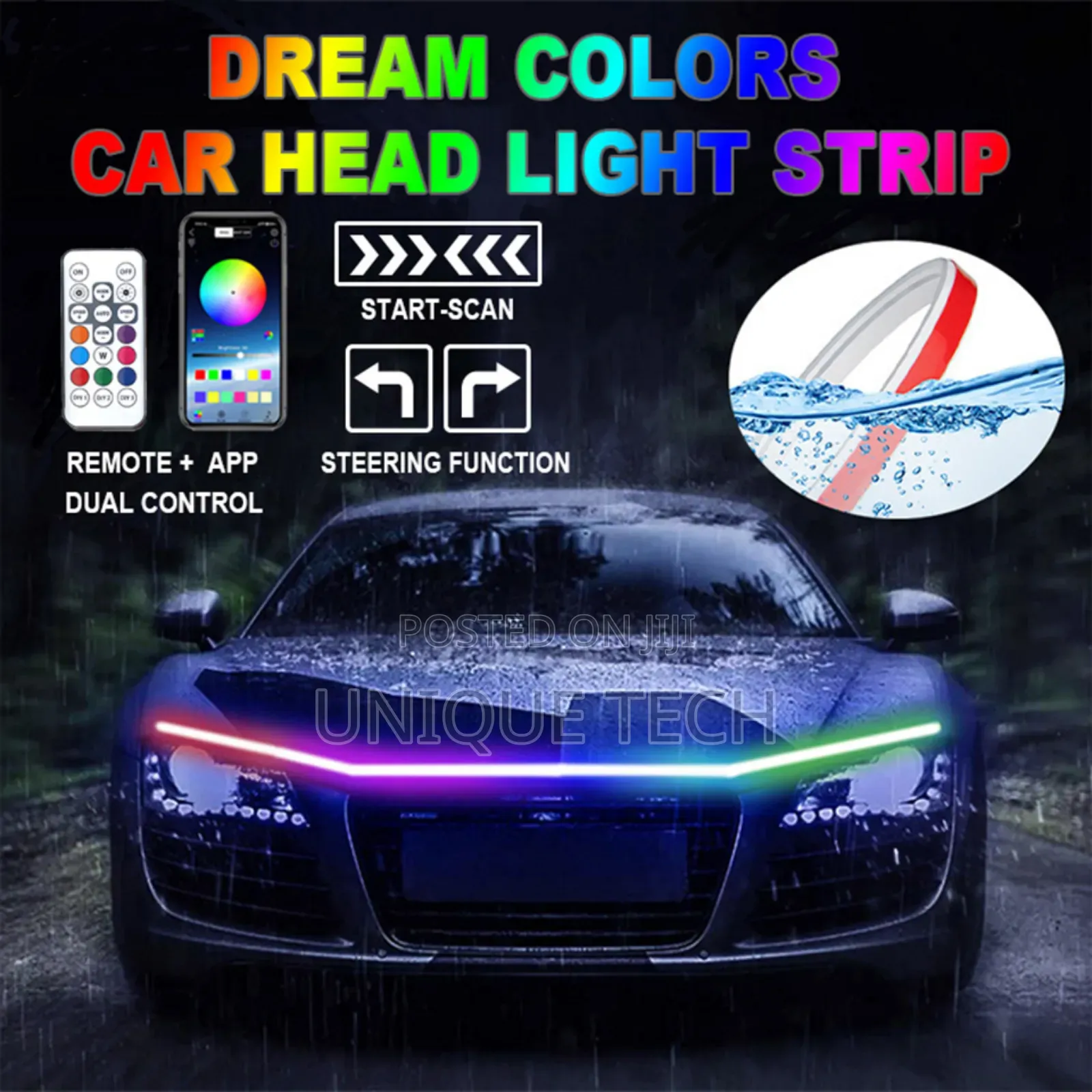 Ultra-Bright LED Hood Strip Lights With Color Modes