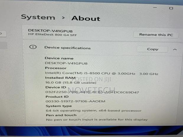 Desktop Computer HP EliteDesk 800 G4 8GB Intel Core I5 SSD 256GB - thumbnail 3