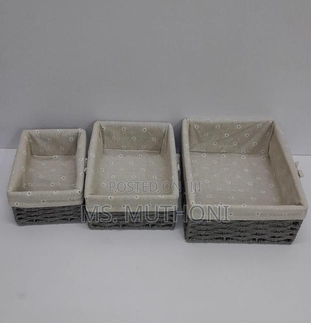 3 in 1 Handmade Rattan Baskets With Removable Cover Cloth - thumbnail 2