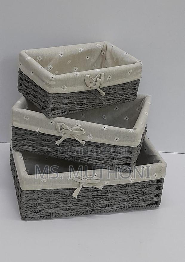 3 in 1 Handmade Rattan Baskets With Removable Cover Cloth - main view