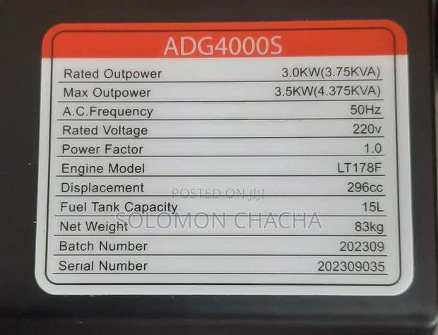 Aico 4kva ADG4000S 7hp Deisel Generator Made in Japanese - thumbnail 2