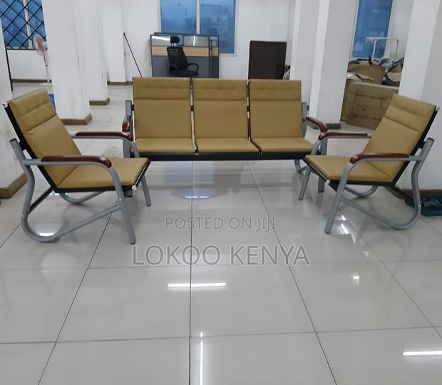 Reception Sofa: 5-Seater Brown Reception Office Sofa - thumbnail 3