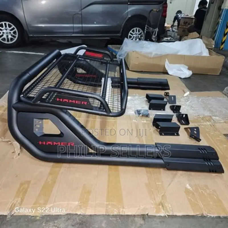 Black Stealth Rollbar + Mounting Rails for Rollcover Suitabl