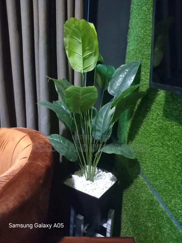 Black Vase With Banana Plant Affordable - thumbnail 2