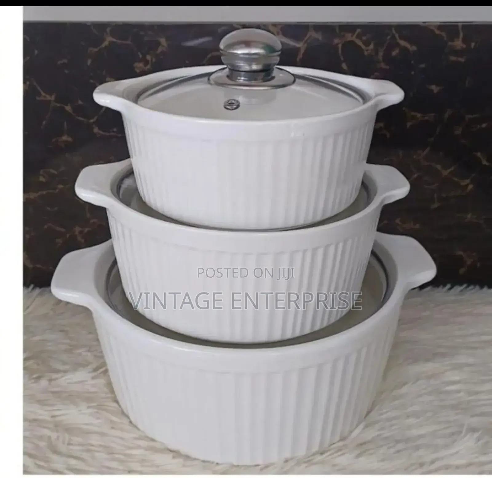 3pcs Ceramic Soup Pot
