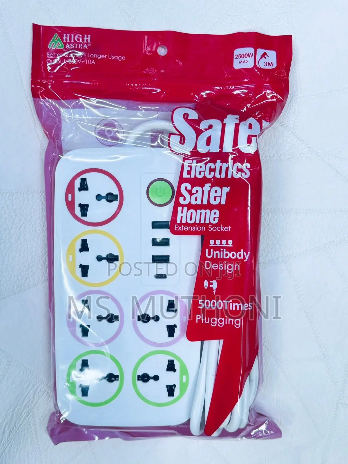 Astra 5 Way Extension With 3 USB Slots and 1 Type C Slot