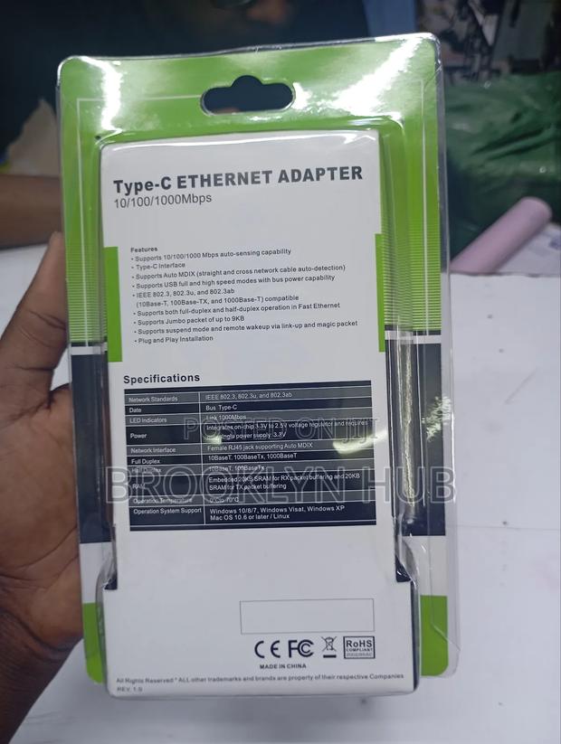 Type C Ethernet High Speed Adapter Mbps) - thumbnail 4