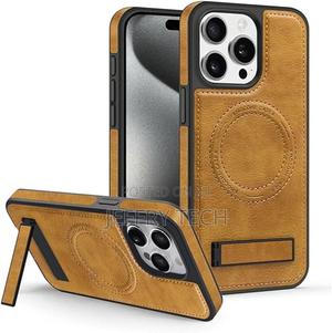 Magnetic Leather Holder Case for iPhone 15 14 13 12 11 Pro M - thumbnail 2