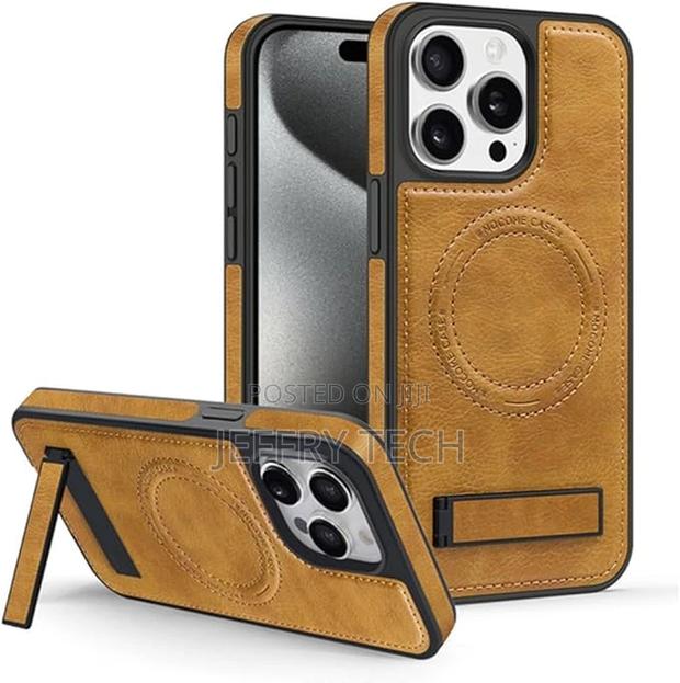 Magnetic Leather Holder Case for iPhone 15 14 13 12 11 Pro M - main view