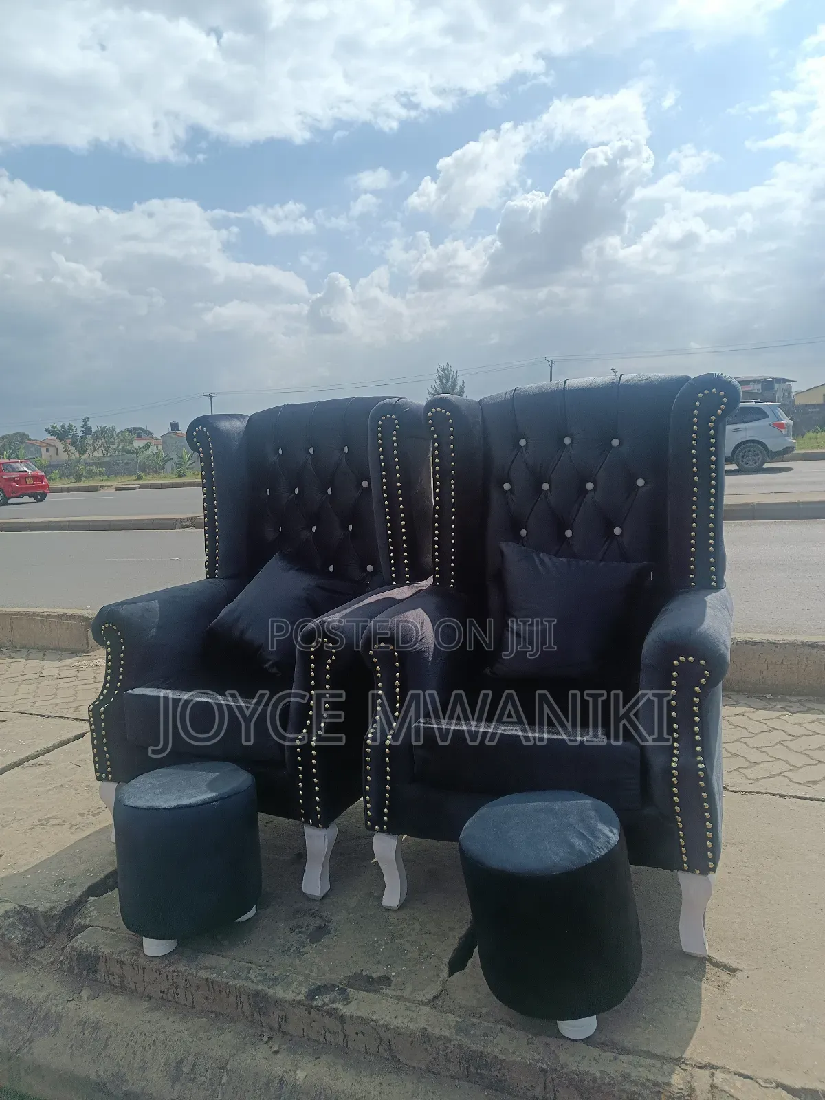 Pedicure Seats or King Chairs, Black Velvet.