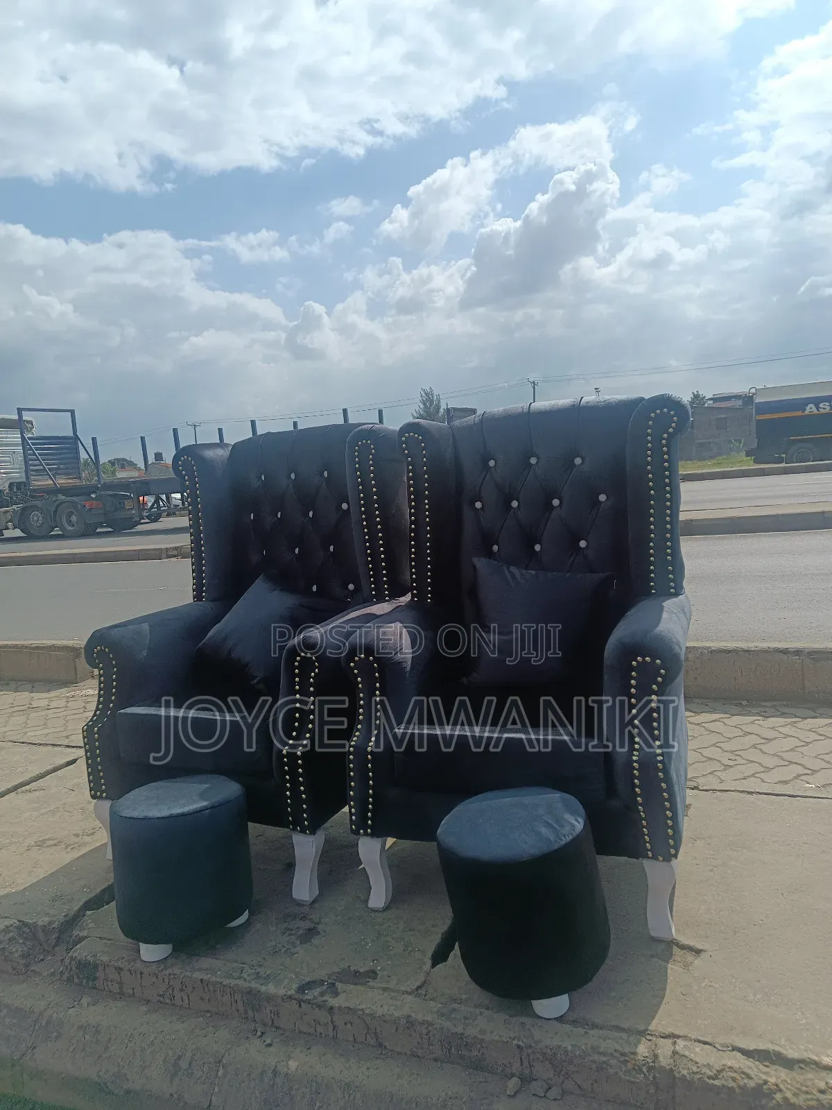 Pedicure Seats or King Chairs, Black Velvet.