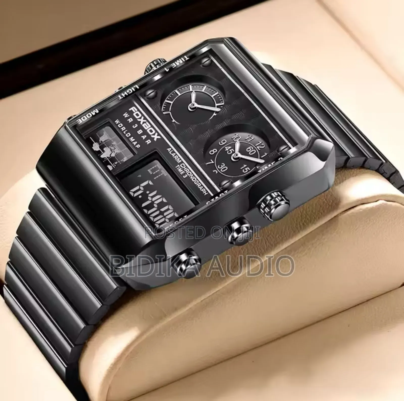 Fashion Foxbox Men Watches Creative 3 Time Display