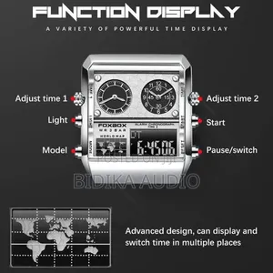 Fashion Foxbox Men Watches Creative 3 Time Display