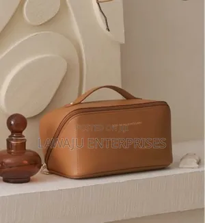 Brown PU Leather Travel Cosmetic Bag