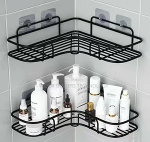 *Triangular Corner Shelf Bathroom Organizer Black/White