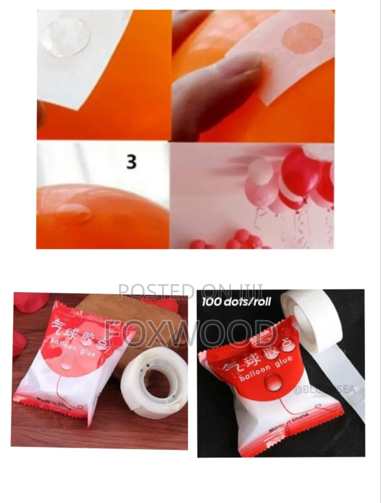 Dot Stick Balloon Glue 100 Dots/Roll Stickers Tape Gum.