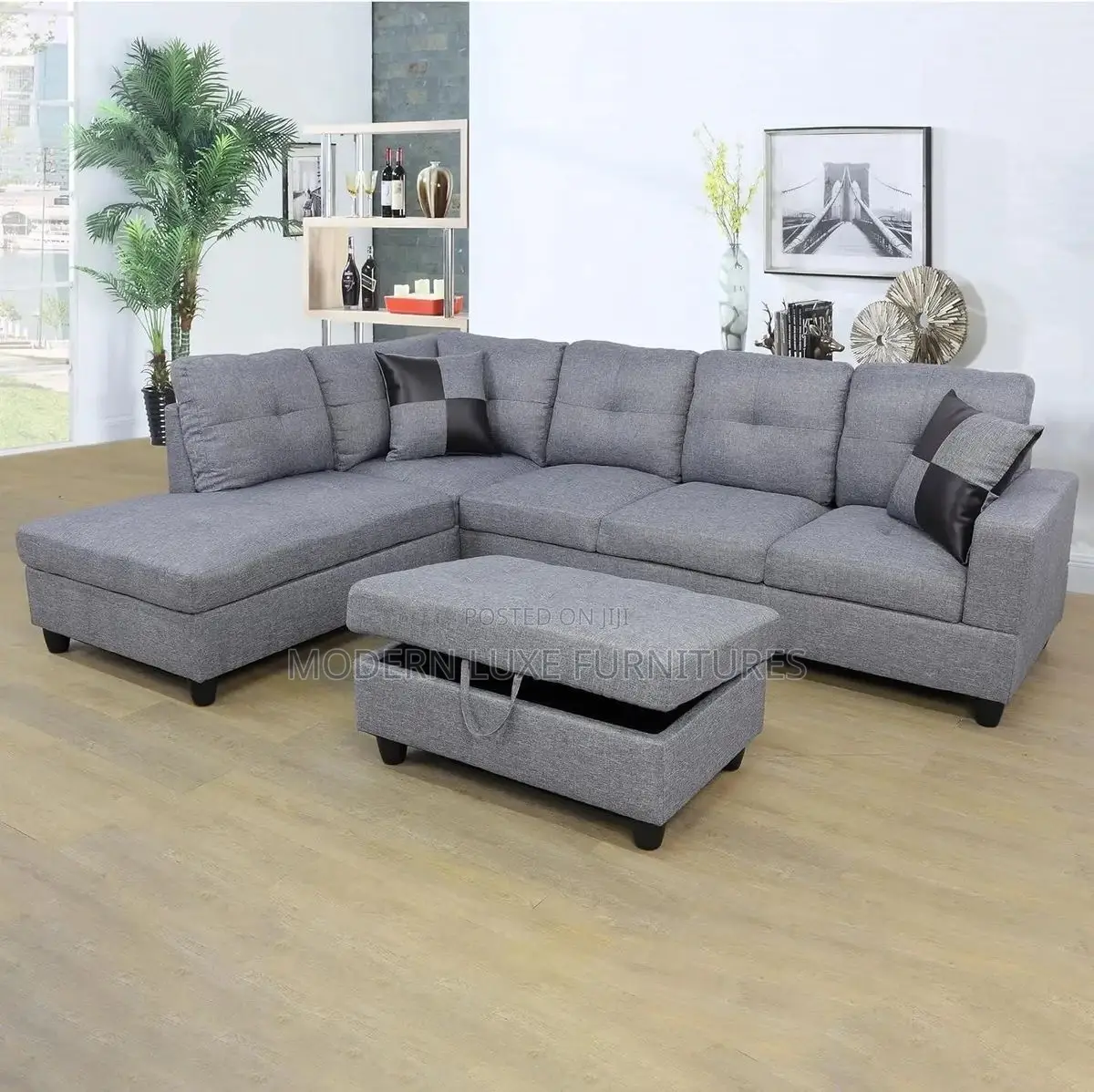 3-Piece Sectional Set Include Three-Seater Couch With Chaise