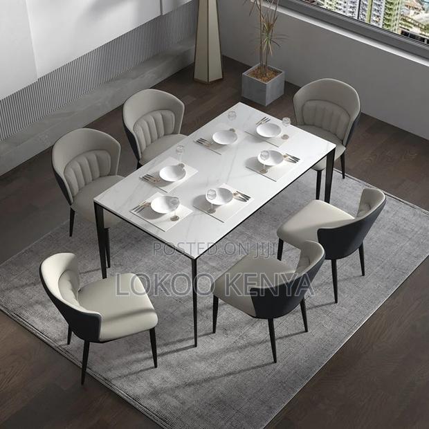 Dining Table: 6-Seater Marble Top Dining Table - thumbnail 2