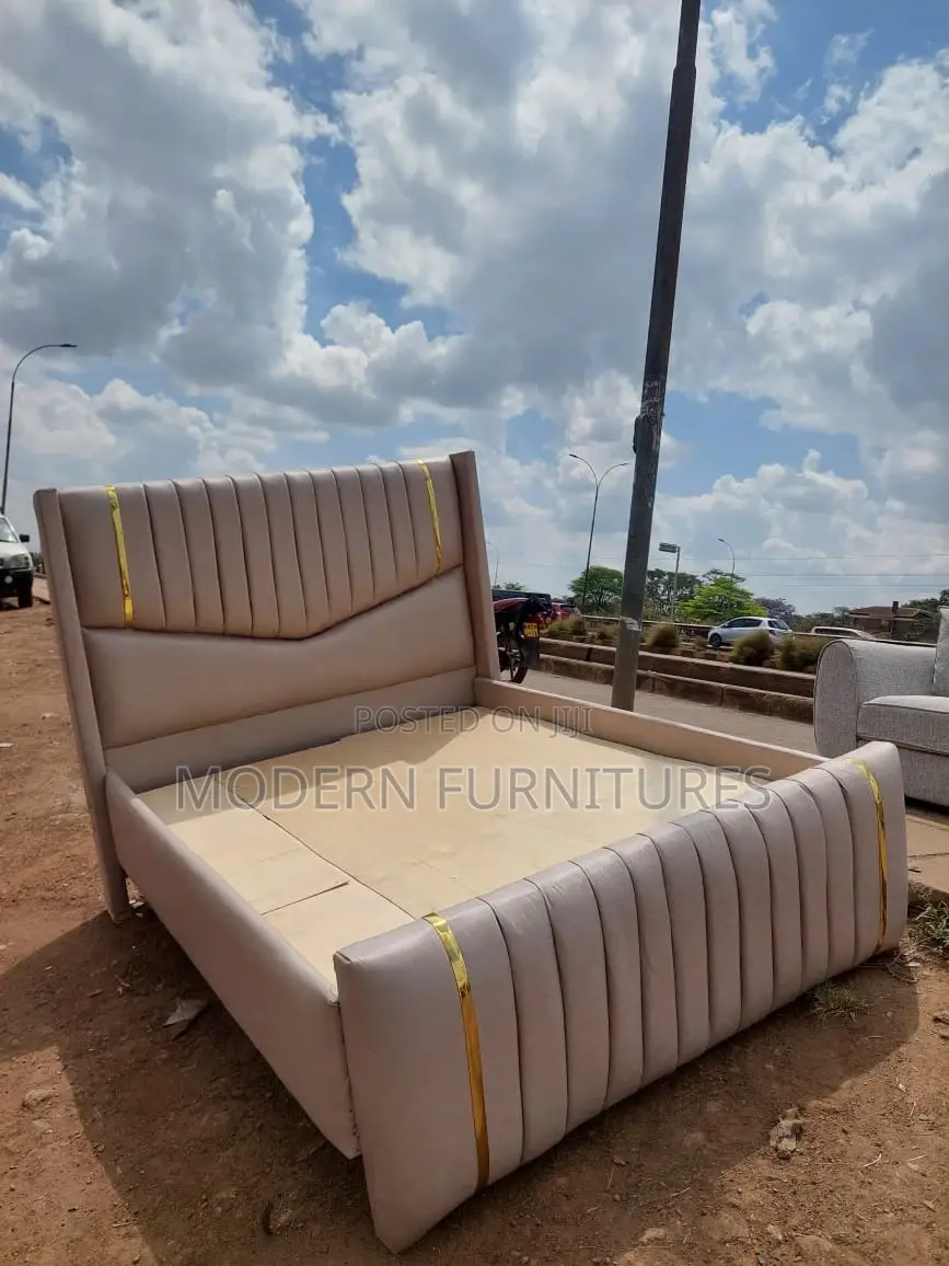 Cream Upholstery Tufted King Bed With Wingback Headboard