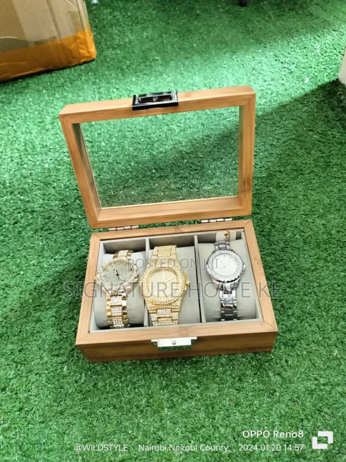 3 Slots Wooden Watch Organizer