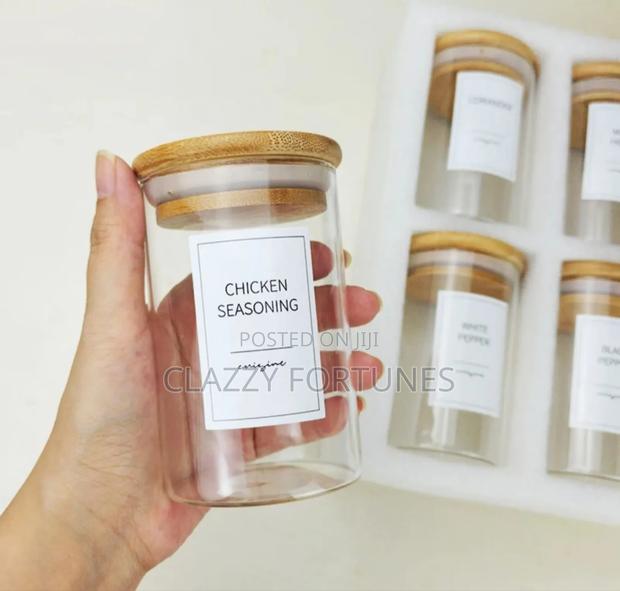 6pcs Spice High Borosilicate Jars With Bamboo Lid
