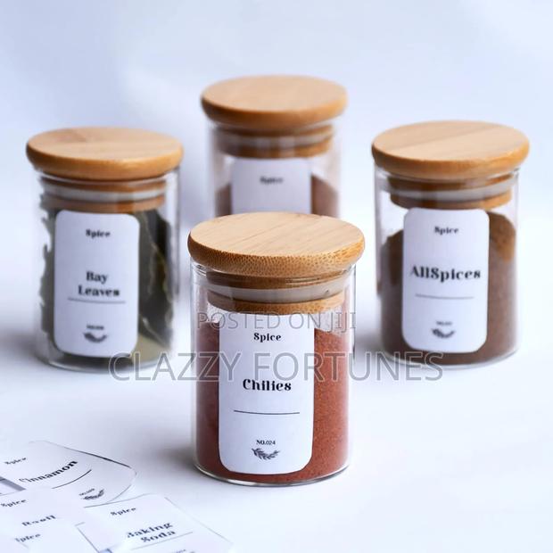 6pcs Spice High Borosilicate Jars With Bamboo Lid - thumbnail 2
