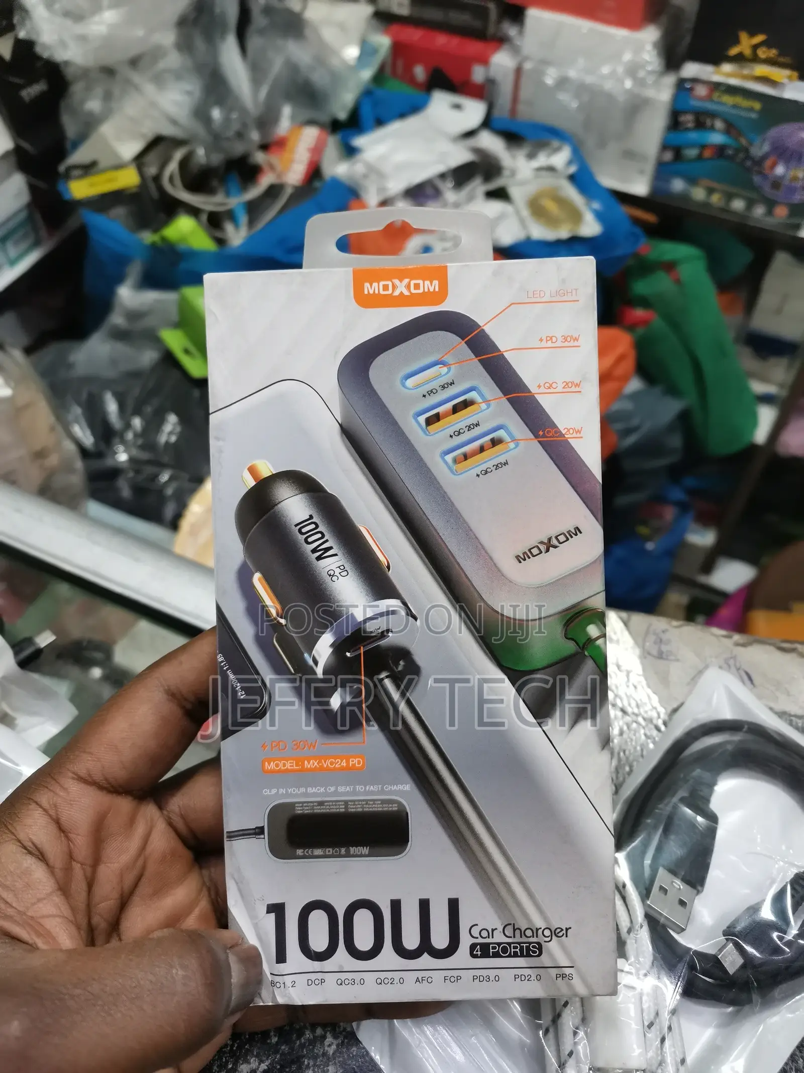 100W Multi-Port Fast Charging Car Charger USB PD 1.5m Exten