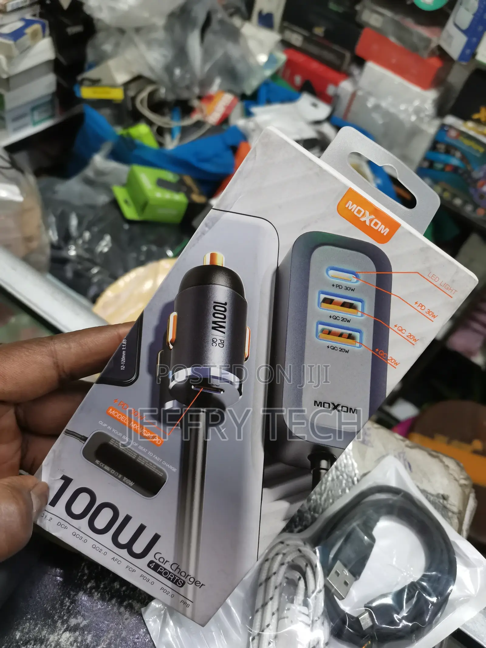 100W Multi-Port Fast Charging Car Charger USB PD 1.5m Exten