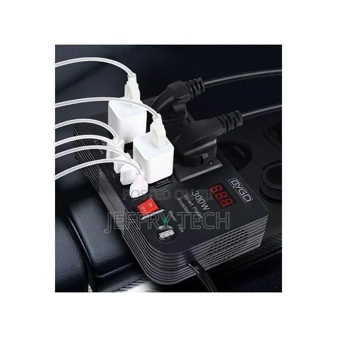 300W Car Power Inverter Dc to Ac 12V to 220V With 4 Ac Ports