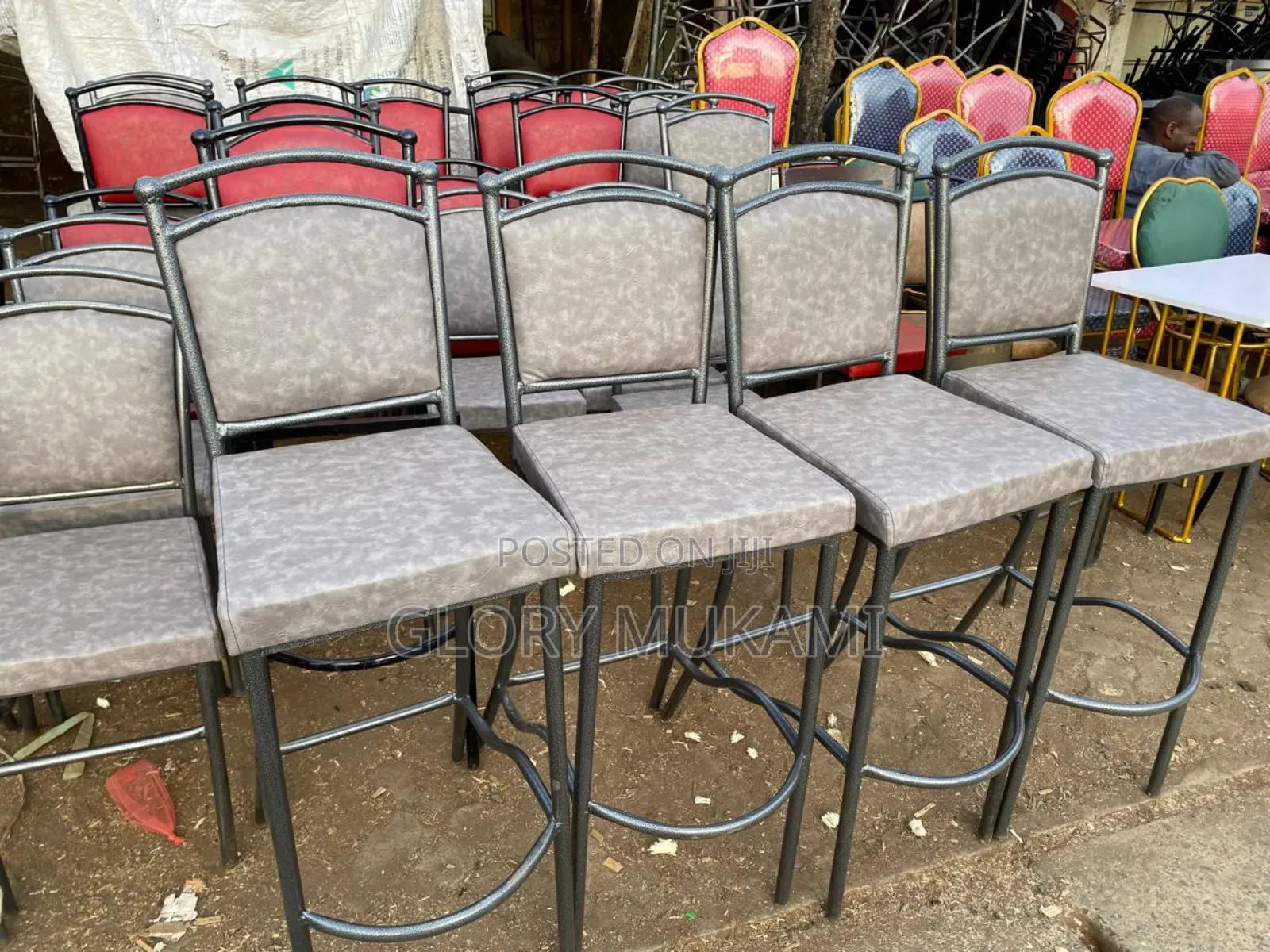 Restaurants and Bar High Chairs Coated Silver
