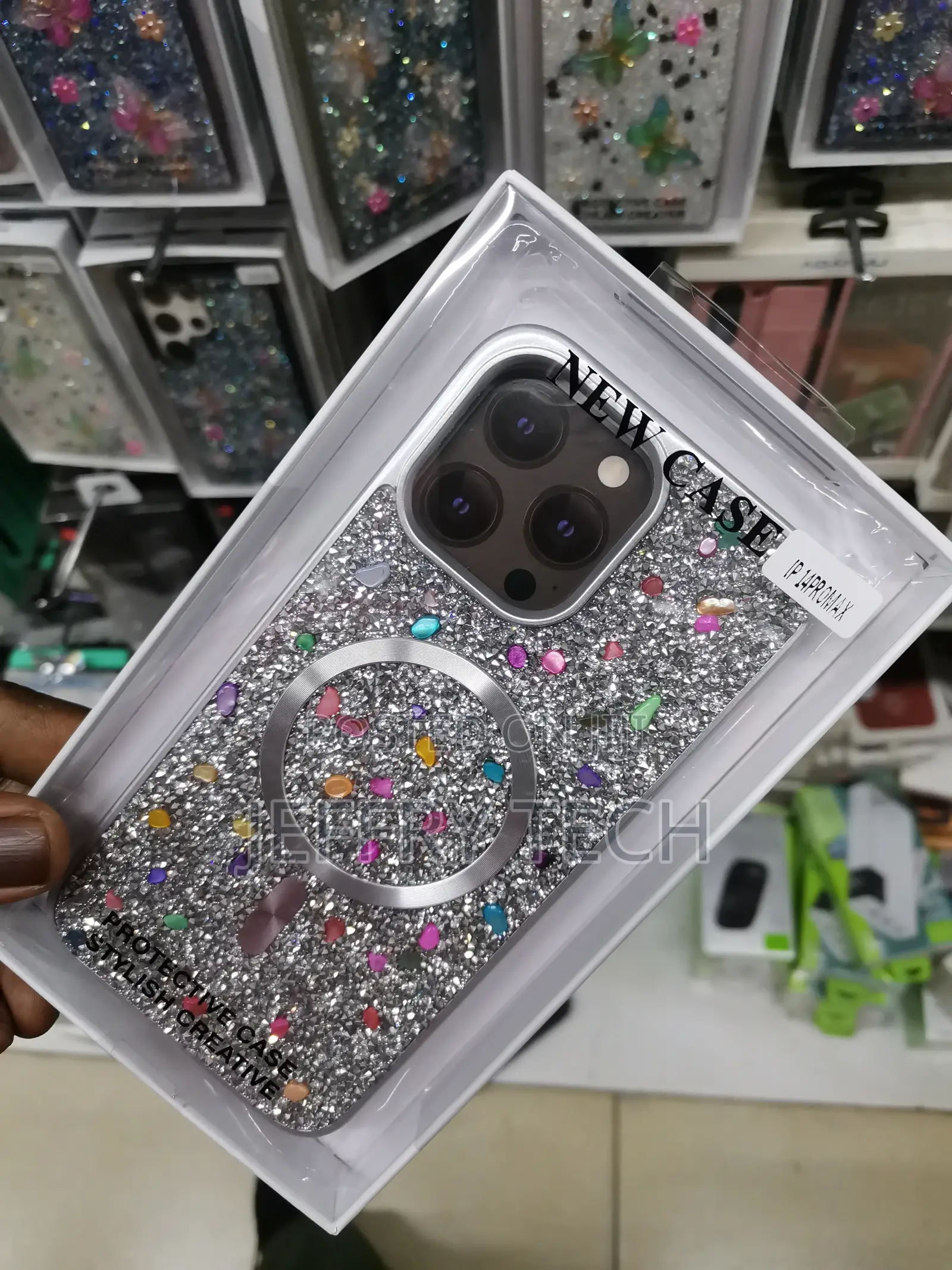 iPhone 14 Pro Max Magnetic Glitter Case, Luxury Plating Cute