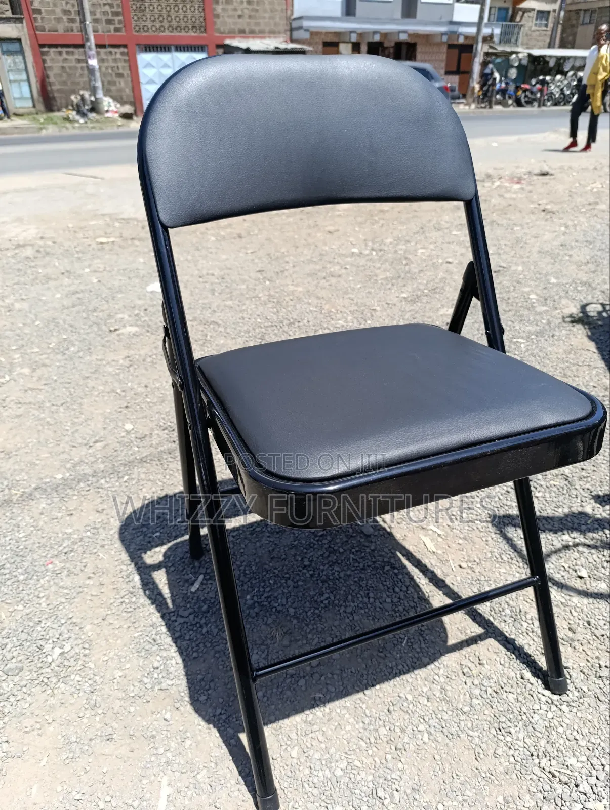 Black Leather Foldable Chair