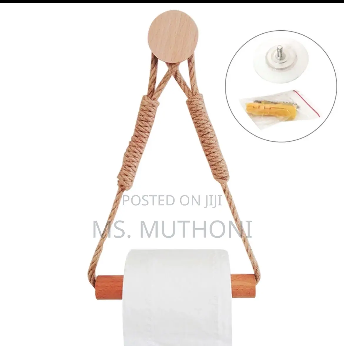 Hemp Rope With Bamboo Tissue Holder