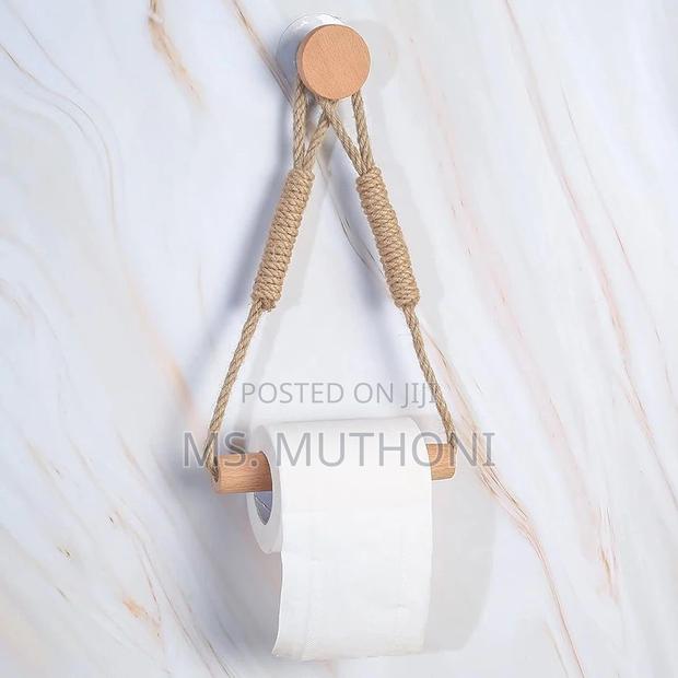 Hemp Rope With Bamboo Tissue Holder - thumbnail 2