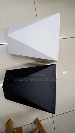 Plastic Vases; White and Black Hexagon